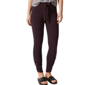 Laila Jayde dark maroon high-waisted leggings with leg detail, size Small, NWT